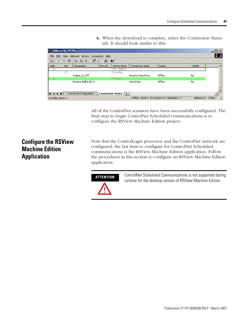 Configure the rsview machine edition application | Rockwell Automation 2711P ControlNet Communications for PanelView Plus and PanelView Plus CE User Manual | Page 41 / 64