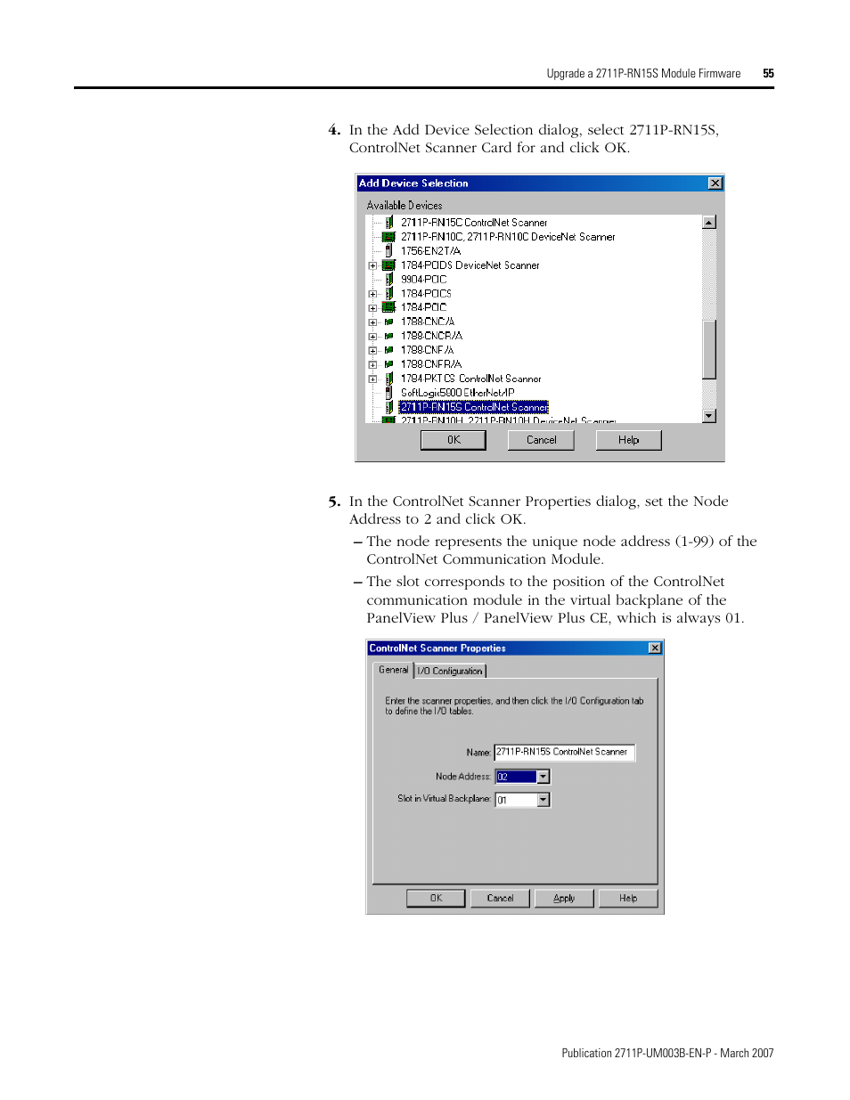Rockwell Automation 2711P ControlNet Communications for PanelView Plus and PanelView Plus CE User Manual | Page 55 / 64