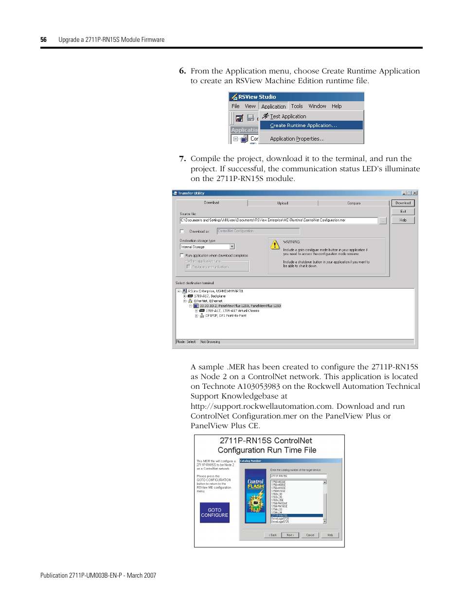 Rockwell Automation 2711P ControlNet Communications for PanelView Plus and PanelView Plus CE User Manual | Page 56 / 64