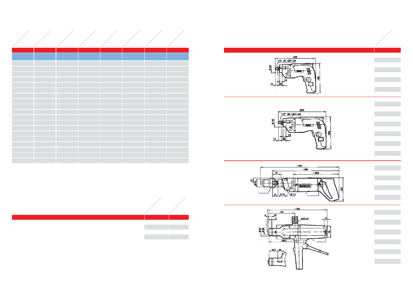 Di m e nsional drawi ngs: dr i lls, Accessor i es for dr i lls | Bosch 1375-01 User Manual | Page 6 / 39