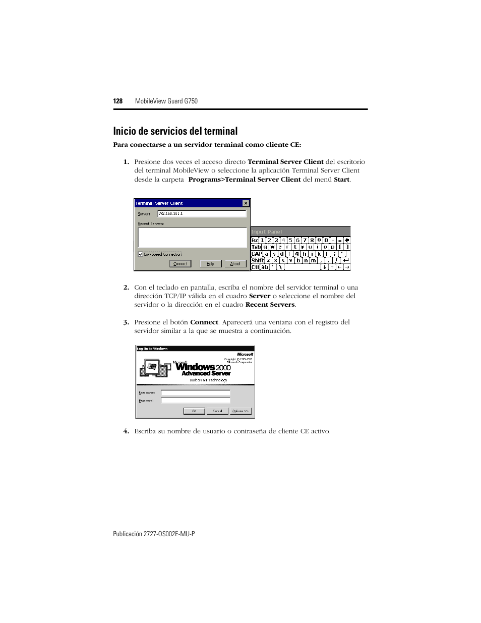 Inicio de servicios del terminal | Rockwell Automation 2727-G7P20D1Q7 MobileView Guard G750 Quick Start User Manual | Page 128 / 204