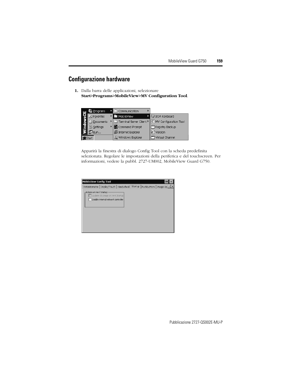 Configurazione hardware | Rockwell Automation 2727-G7P20D1Q7 MobileView Guard G750 Quick Start User Manual | Page 159 / 204