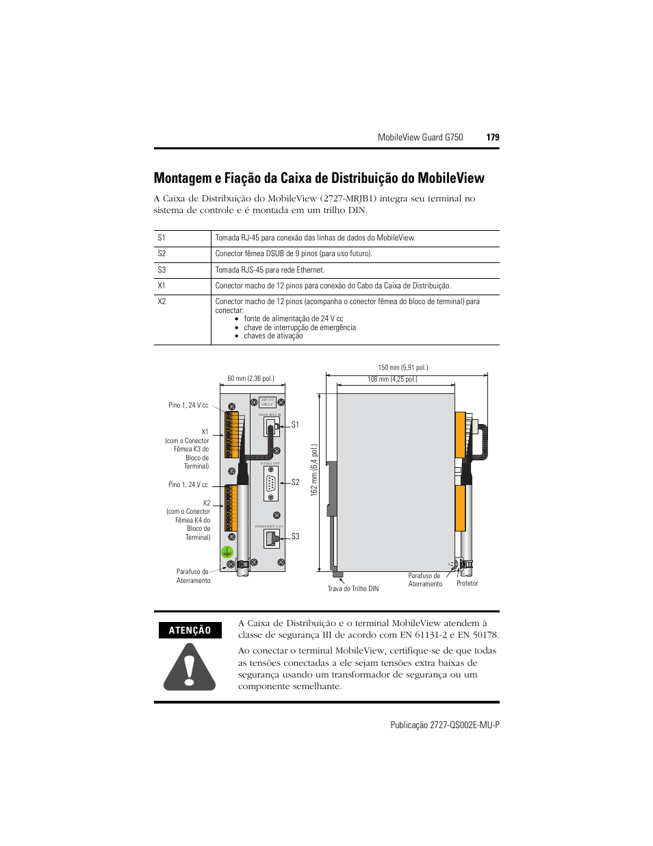 Atenção | Rockwell Automation 2727-G7P20D1Q7 MobileView Guard G750 Quick Start User Manual | Page 179 / 204