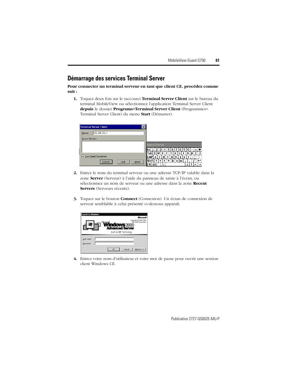 Démarrage des services terminal server | Rockwell Automation 2727-G7P20D1Q7 MobileView Guard G750 Quick Start User Manual | Page 61 / 204