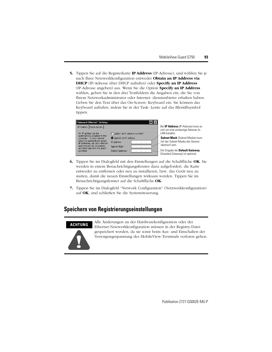 Speichern von registrierungseinstellungen | Rockwell Automation 2727-G7P20D1Q7 MobileView Guard G750 Quick Start User Manual | Page 93 / 204