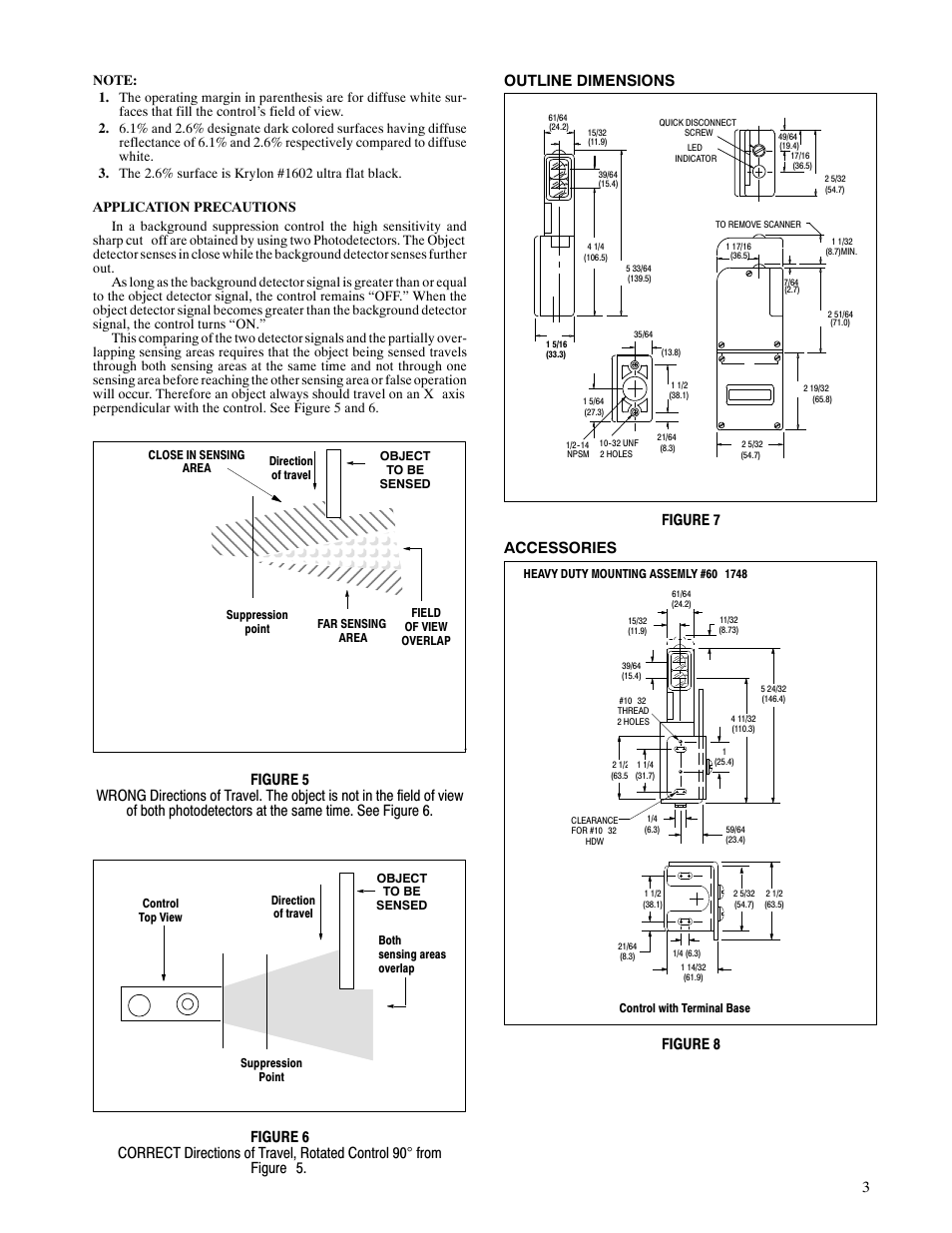 Figure 5. outline dimensions, Figure 7 accessories, Figure 8 | Rockwell Automation 5100 Background Suppression Control Type 42MBS User Manual | Page 3 / 4