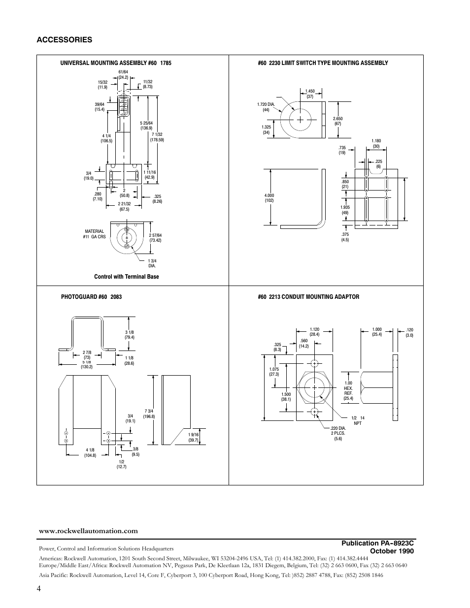 Accessories | Rockwell Automation 5100 Background Suppression Control Type 42MBS User Manual | Page 4 / 4