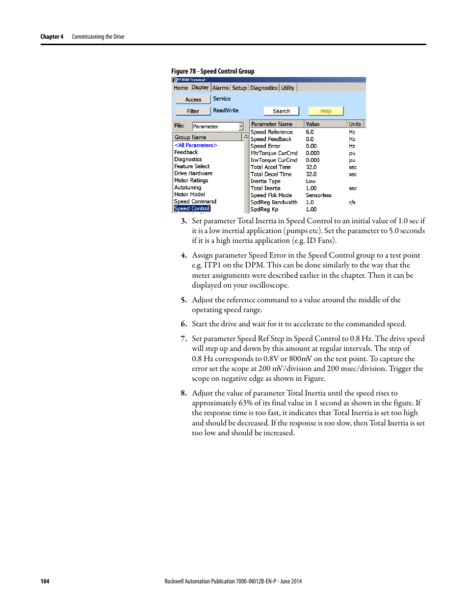 Rockwell Automation 7000 PowerFlex Medium Voltage AC Drive (B Frame) Commissioning - ForGe Control User Manual | Page 104 / 138