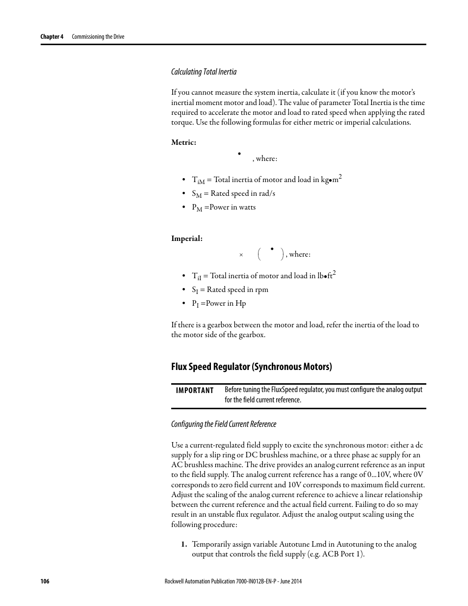 Flux speed regulator (synchronous motors) | Rockwell Automation 7000 PowerFlex Medium Voltage AC Drive (B Frame) Commissioning - ForGe Control User Manual | Page 106 / 138