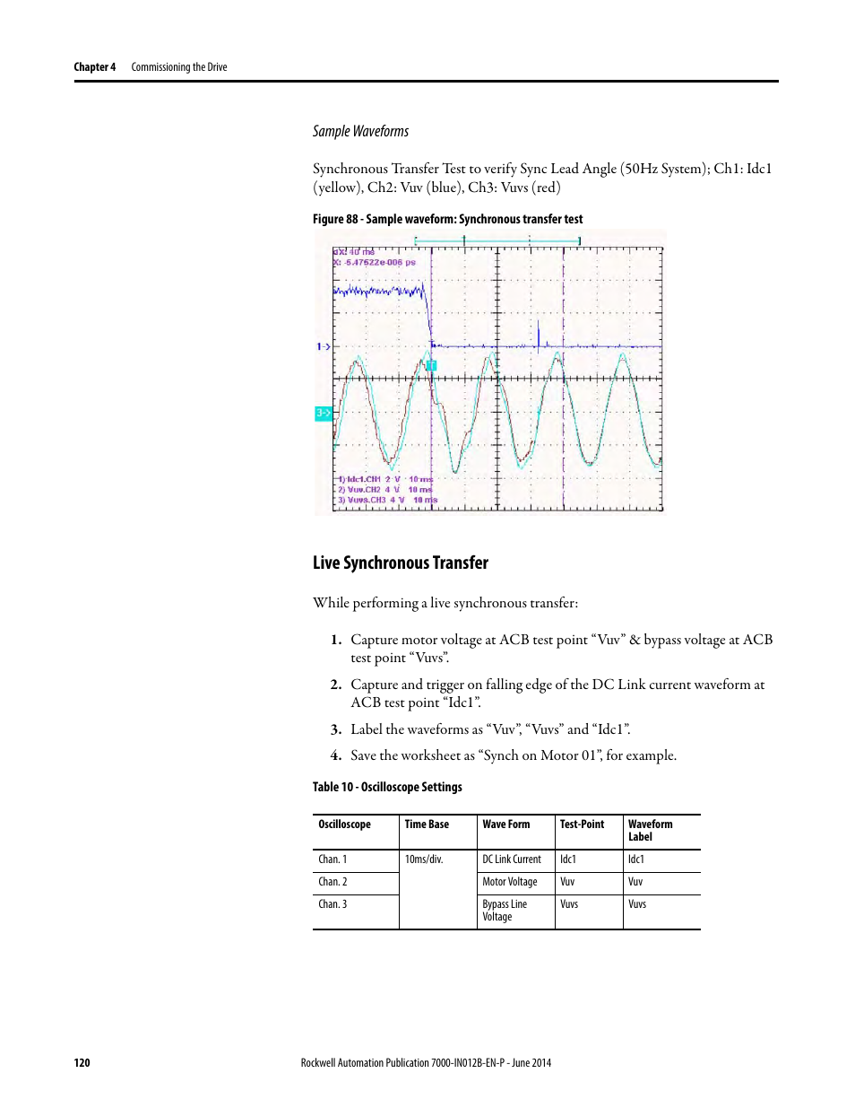 Live synchronous transfer | Rockwell Automation 7000 PowerFlex Medium Voltage AC Drive (B Frame) Commissioning - ForGe Control User Manual | Page 120 / 138