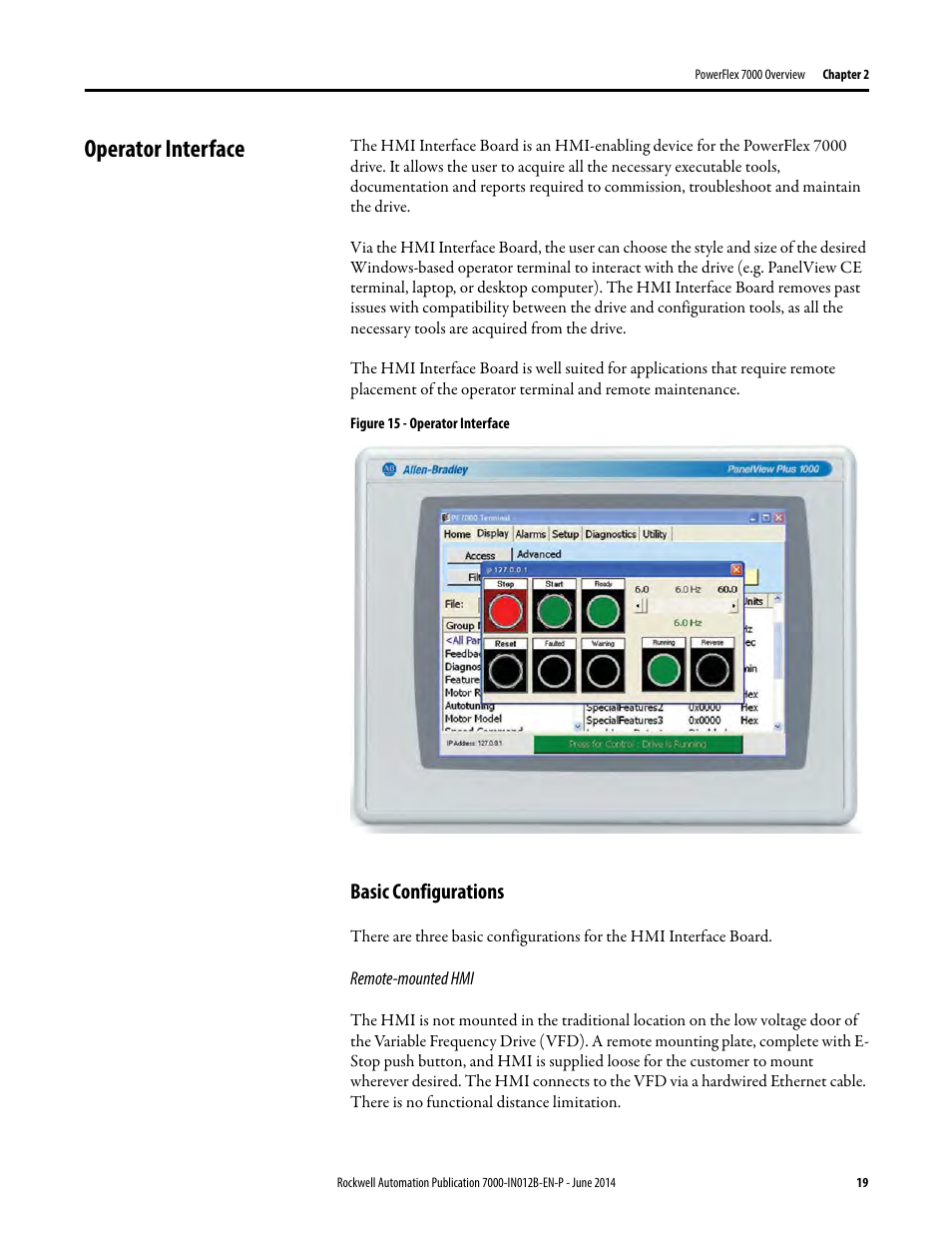 Operator interface, Basic configurations | Rockwell Automation 7000 PowerFlex Medium Voltage AC Drive (B Frame) Commissioning - ForGe Control User Manual | Page 19 / 138