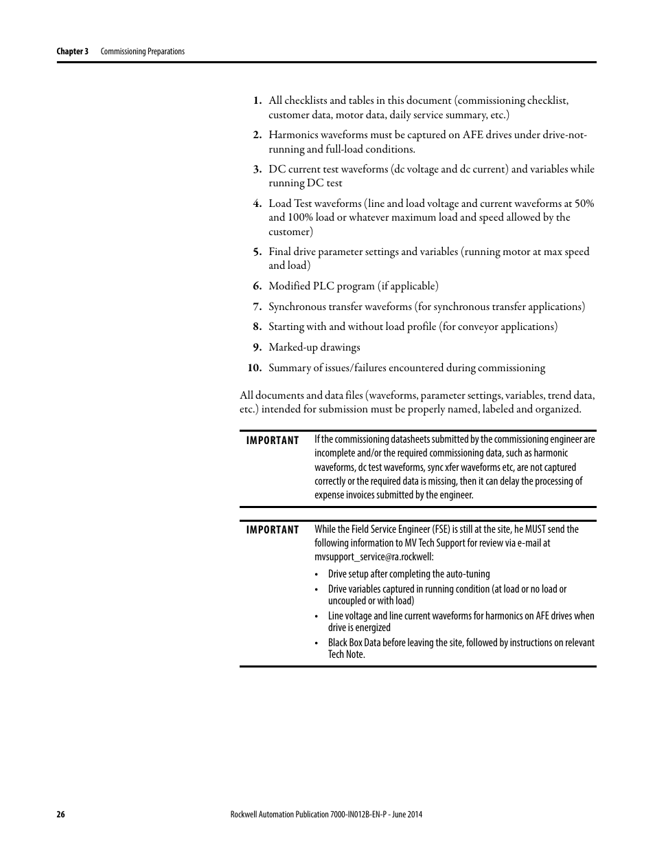 Rockwell Automation 7000 PowerFlex Medium Voltage AC Drive (B Frame) Commissioning - ForGe Control User Manual | Page 26 / 138