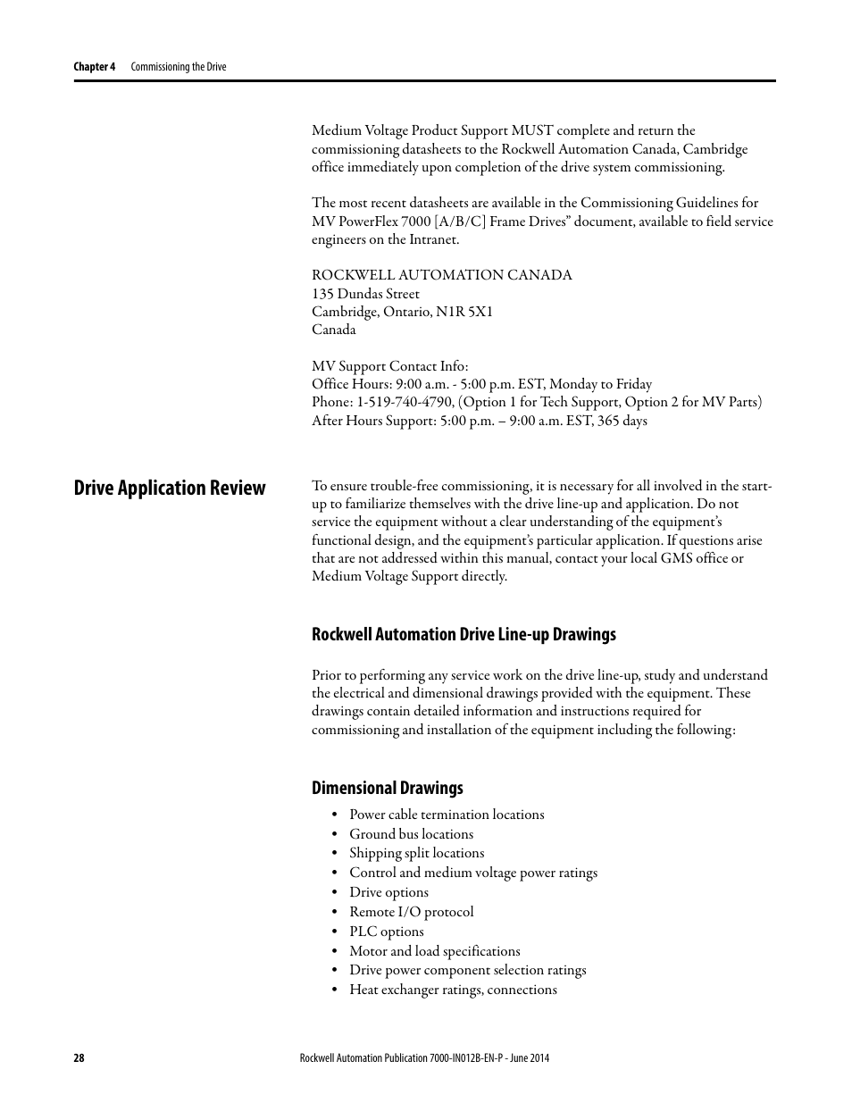 Drive application review, Rockwell automation drive line-up drawings, Dimensional drawings | Rockwell Automation 7000 PowerFlex Medium Voltage AC Drive (B Frame) Commissioning - ForGe Control User Manual | Page 28 / 138