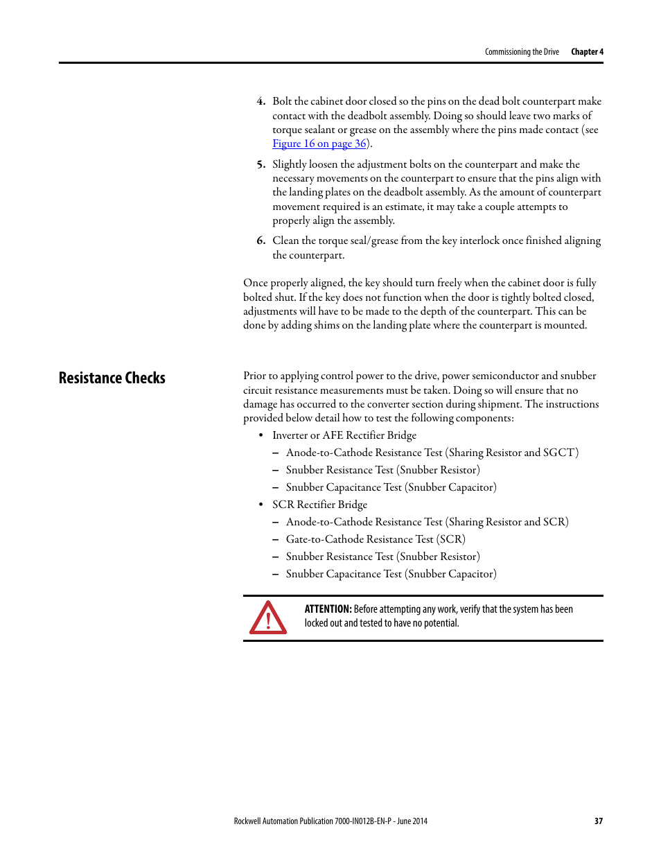 Resistance checks | Rockwell Automation 7000 PowerFlex Medium Voltage AC Drive (B Frame) Commissioning - ForGe Control User Manual | Page 37 / 138