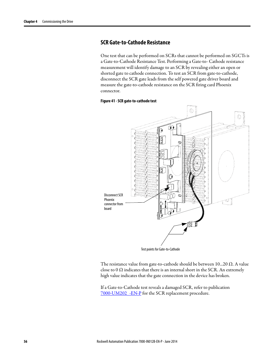 Scr gate-to-cathode resistance | Rockwell Automation 7000 PowerFlex Medium Voltage AC Drive (B Frame) Commissioning - ForGe Control User Manual | Page 56 / 138