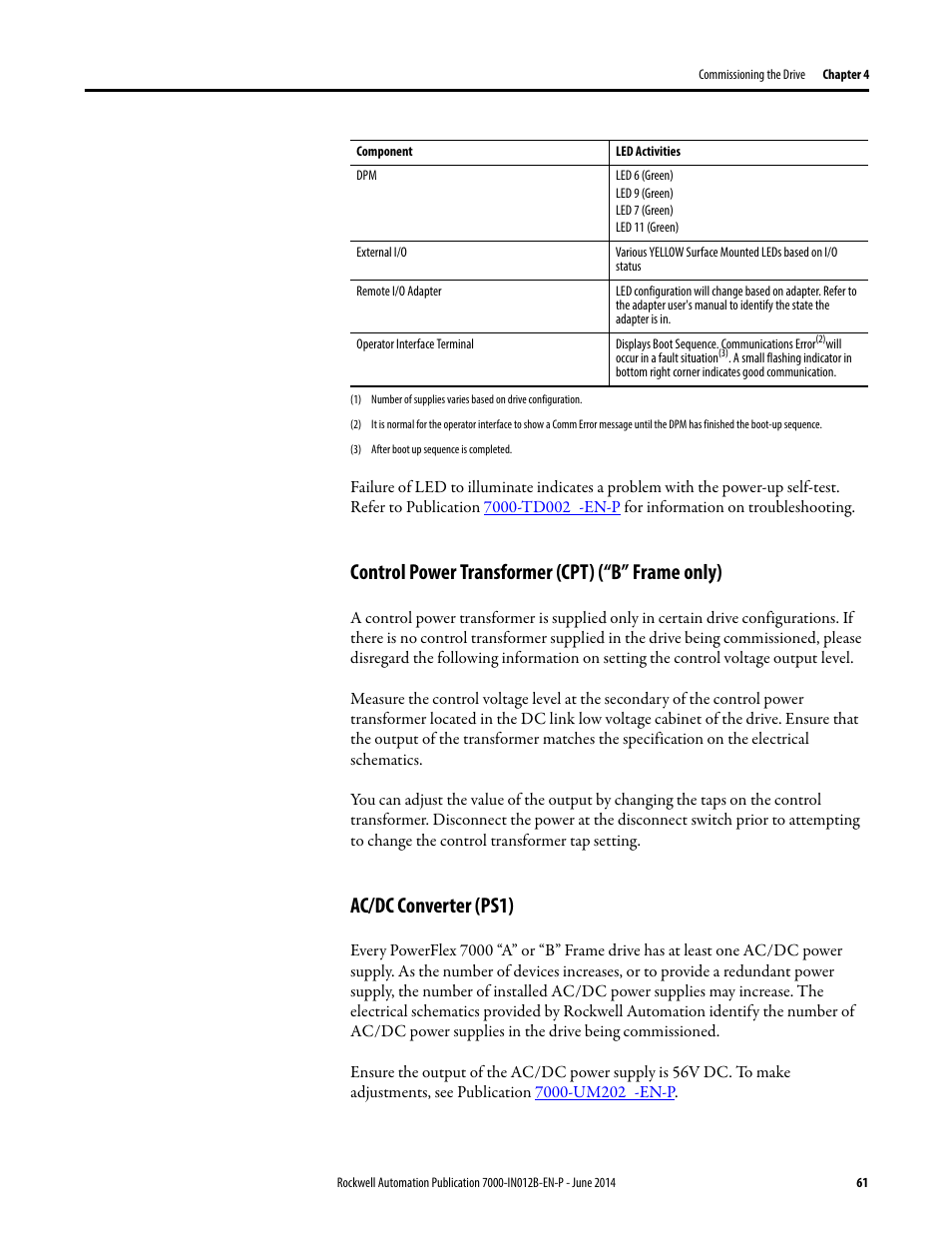 Control power transformer (cpt) (“b” frame only), Ac/dc converter (ps1) | Rockwell Automation 7000 PowerFlex Medium Voltage AC Drive (B Frame) Commissioning - ForGe Control User Manual | Page 61 / 138