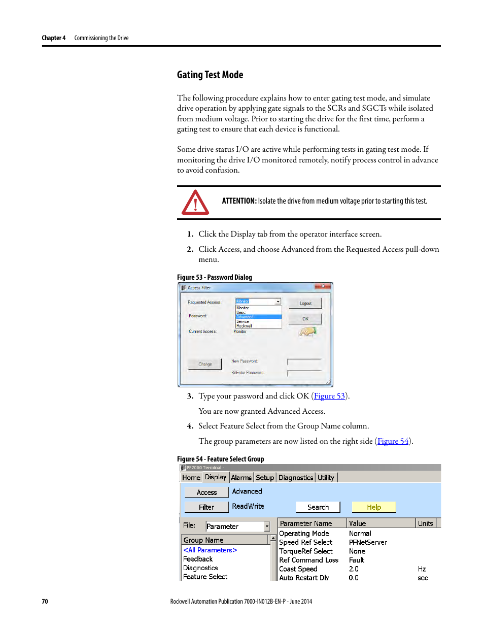 Gating test mode | Rockwell Automation 7000 PowerFlex Medium Voltage AC Drive (B Frame) Commissioning - ForGe Control User Manual | Page 70 / 138