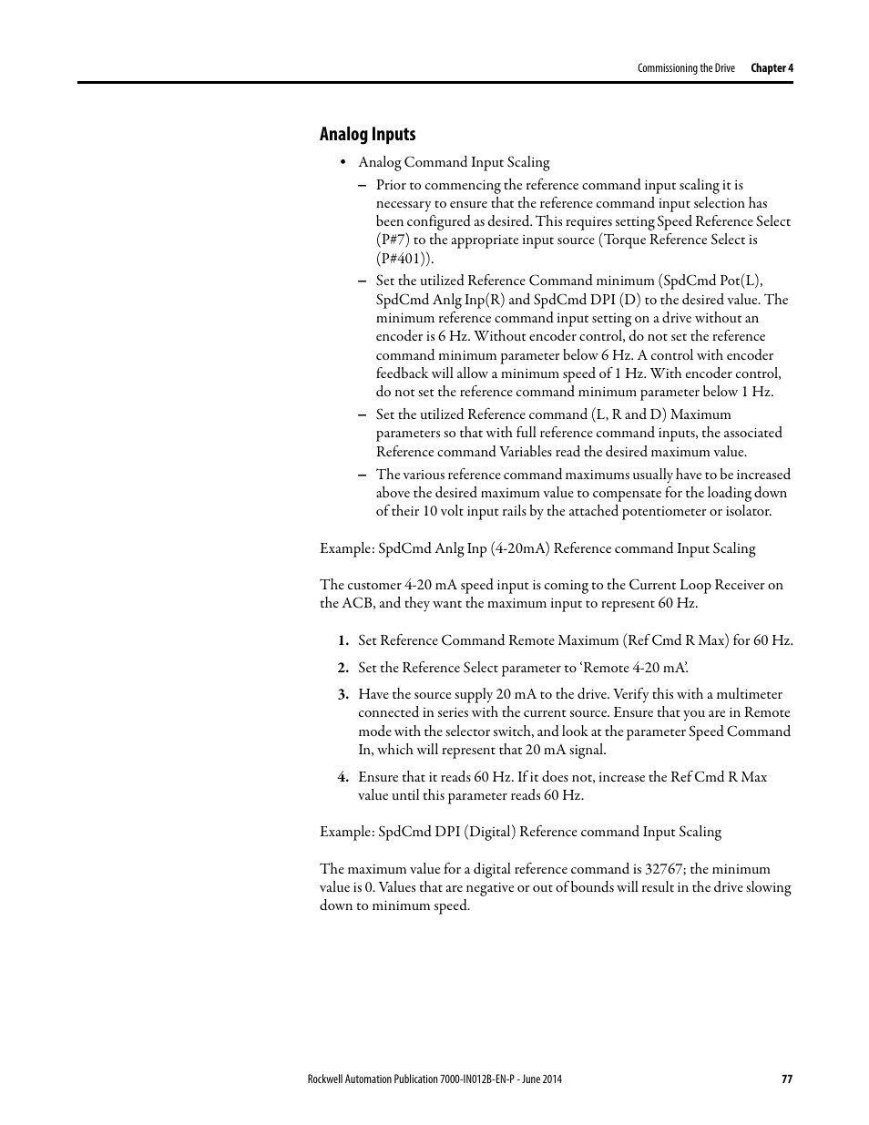 Analog inputs | Rockwell Automation 7000 PowerFlex Medium Voltage AC Drive (B Frame) Commissioning - ForGe Control User Manual | Page 77 / 138