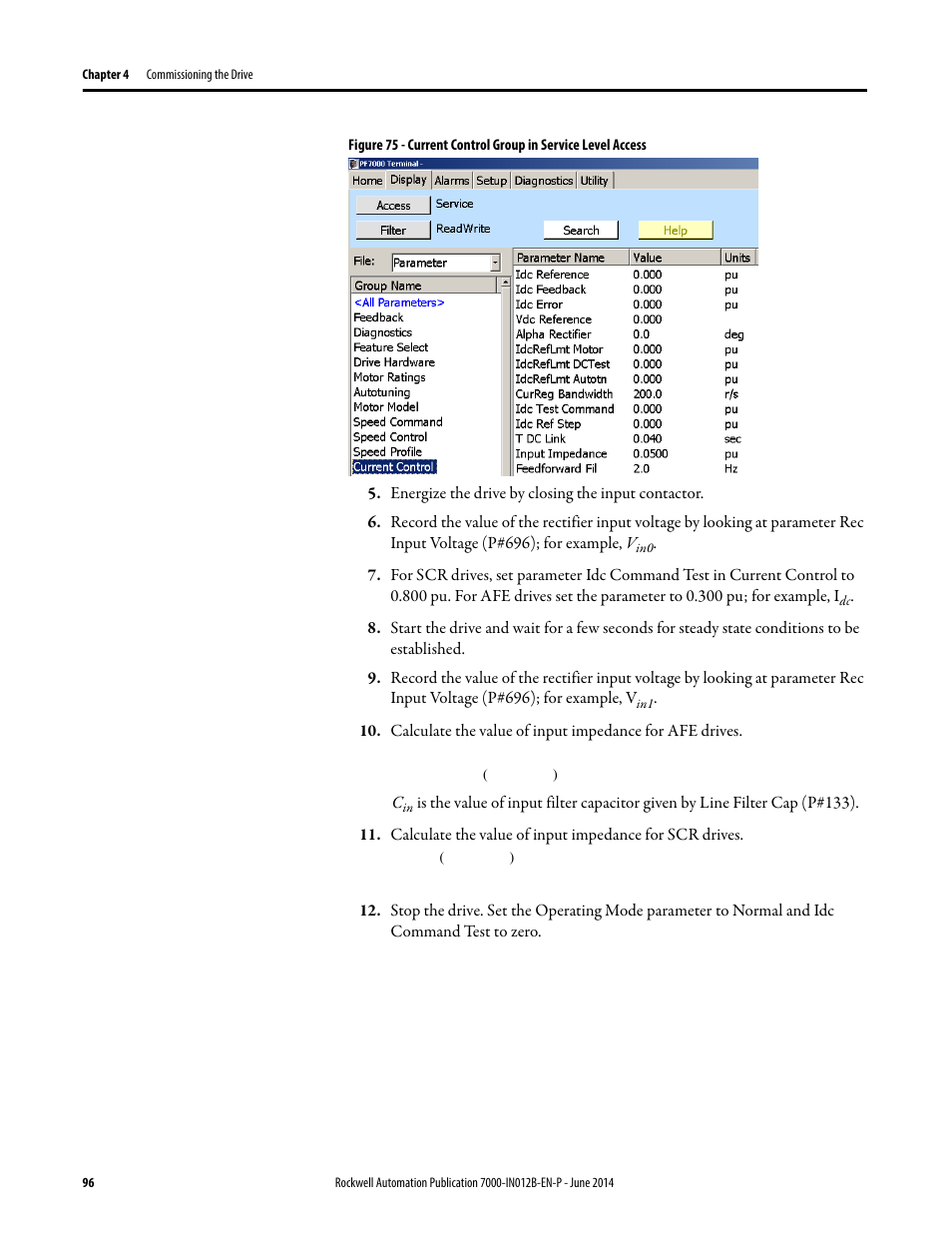 Rockwell Automation 7000 PowerFlex Medium Voltage AC Drive (B Frame) Commissioning - ForGe Control User Manual | Page 96 / 138