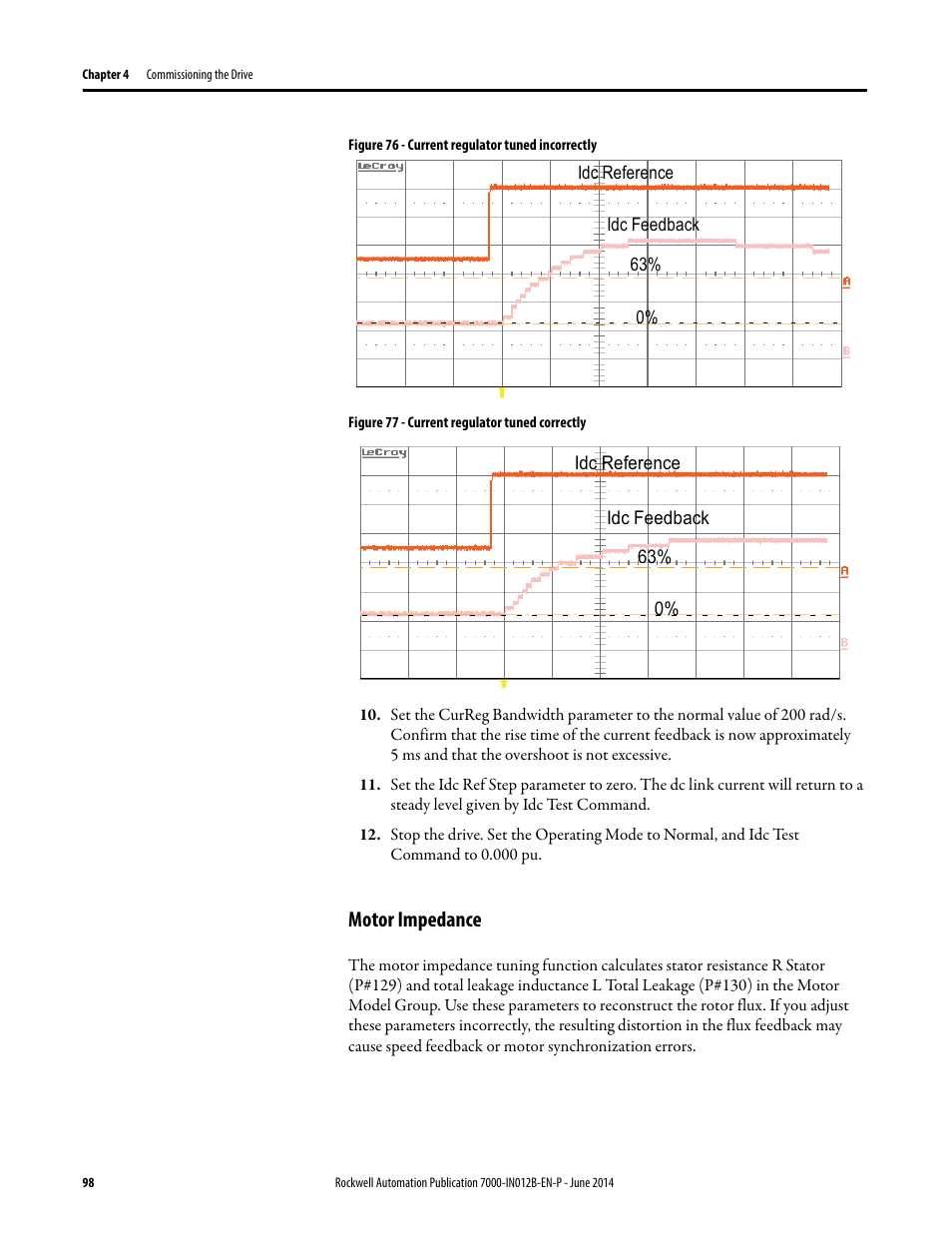 Motor impedance | Rockwell Automation 7000 PowerFlex Medium Voltage AC Drive (B Frame) Commissioning - ForGe Control User Manual | Page 98 / 138