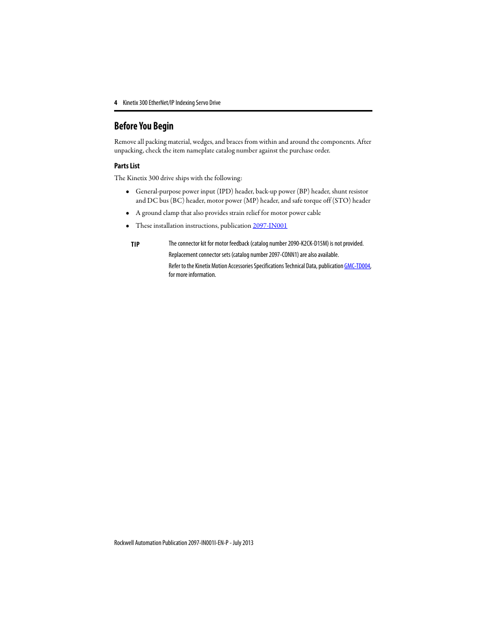 Before you begin | Rockwell Automation 2097-Vxxxx Kinetix 300 EtherNet/IP Indexing Servo Drive Installation Instructions User Manual | Page 4 / 16