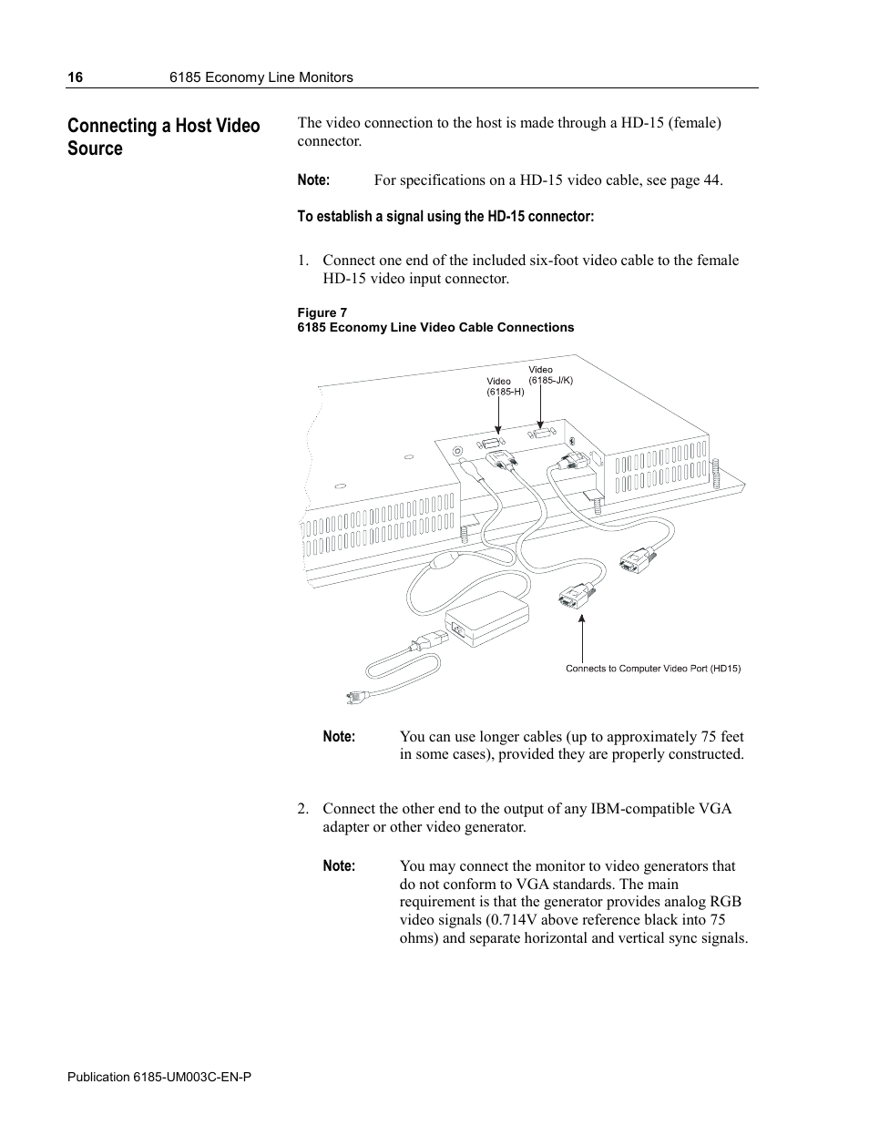 Connecting a host video source | Rockwell Automation 6185-K Economy Line Monitors User Manual User Manual | Page 16 / 48