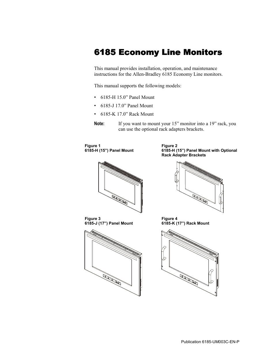 1 - 6185 economy line monitors, 6185 economy line monitors | Rockwell Automation 6185-K Economy Line Monitors User Manual User Manual | Page 4 / 48