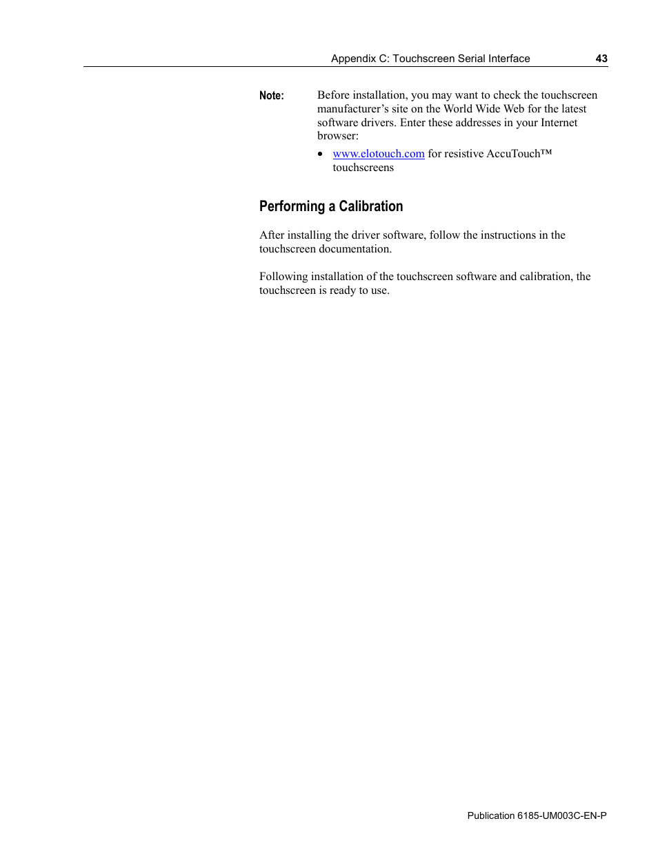 Performing a calibration | Rockwell Automation 6185-K Economy Line Monitors User Manual User Manual | Page 43 / 48