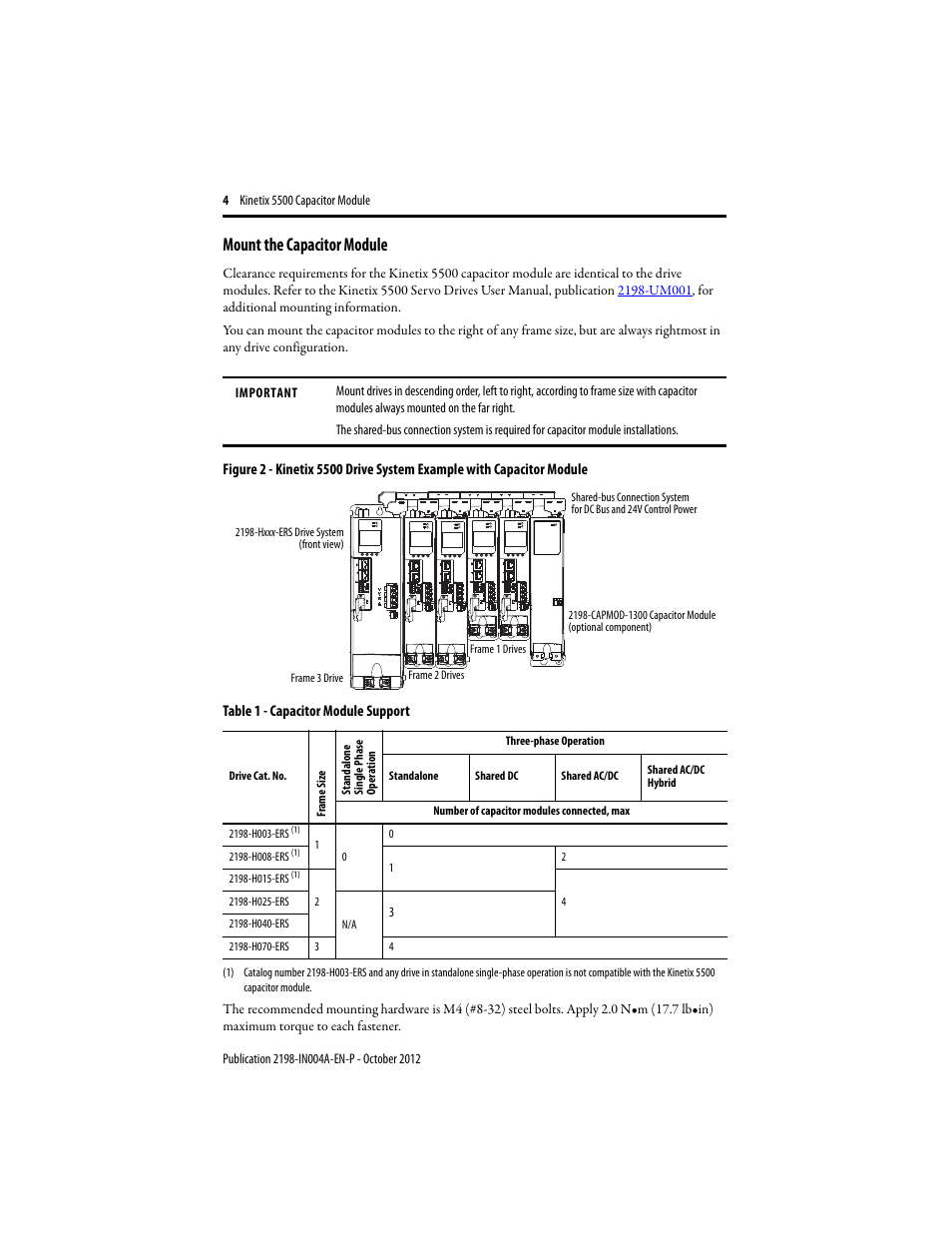 Mount the capacitor module | Rockwell Automation 2198-CAPMOD-1300 Kinetix 5500 Capacitor Module Installation Instructions User Manual | Page 4 / 8