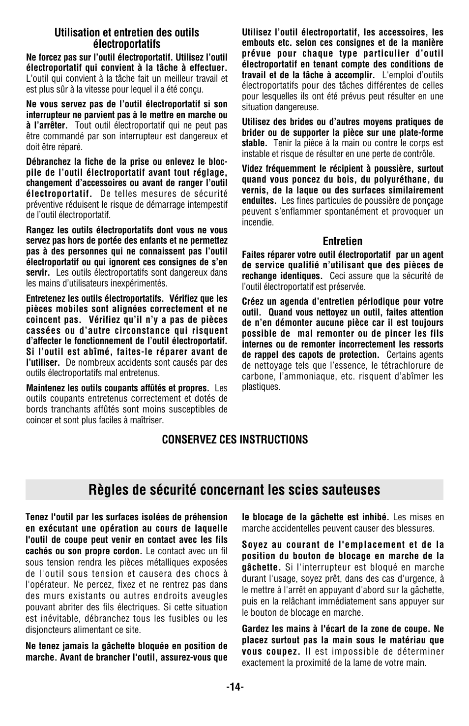 Règles de sécurité concernant les scies sauteuses | Bosch 1590EVS User Manual | Page 14 / 36