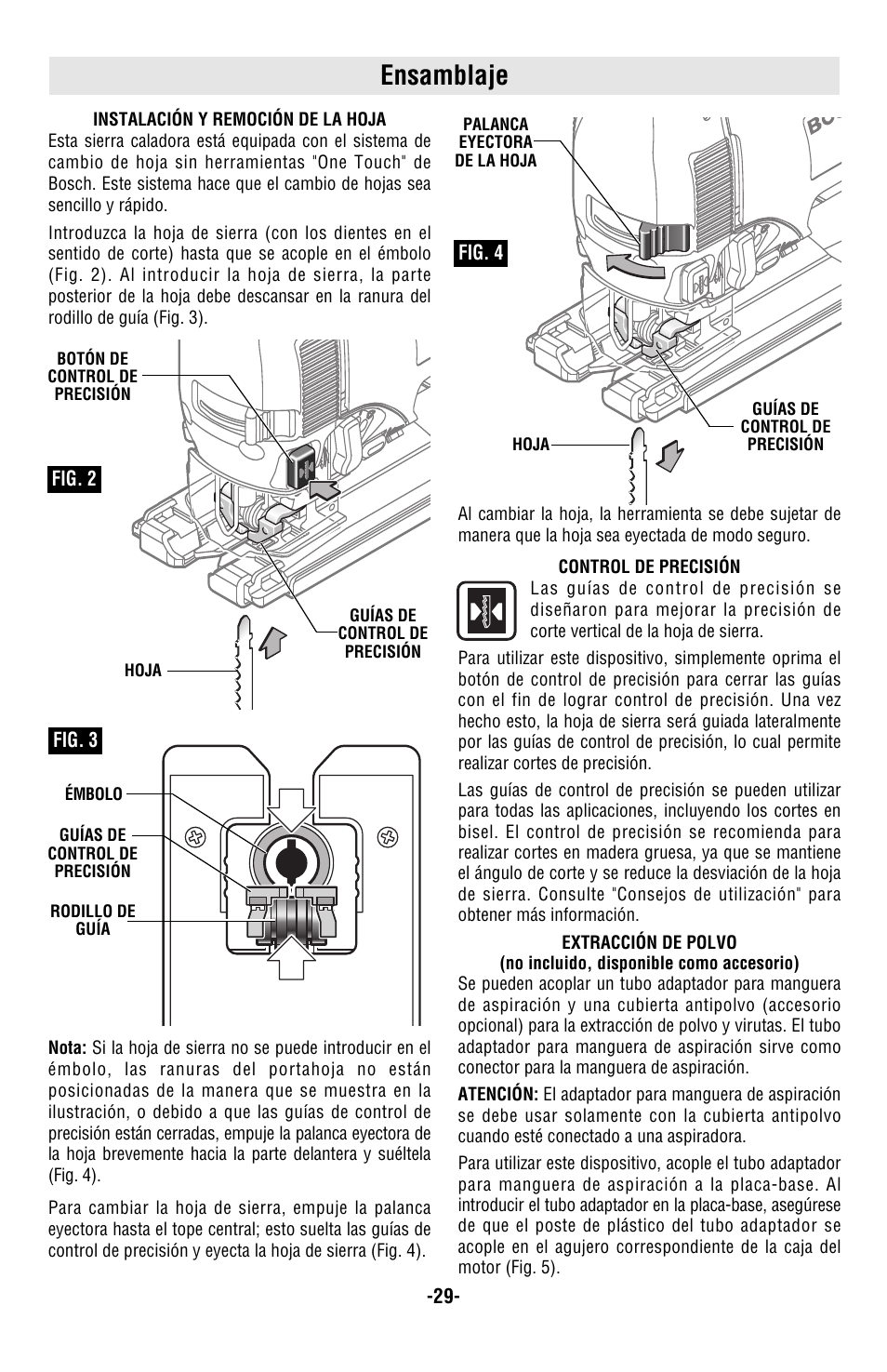 Ensamblaje | Bosch 1590EVS User Manual | Page 29 / 36