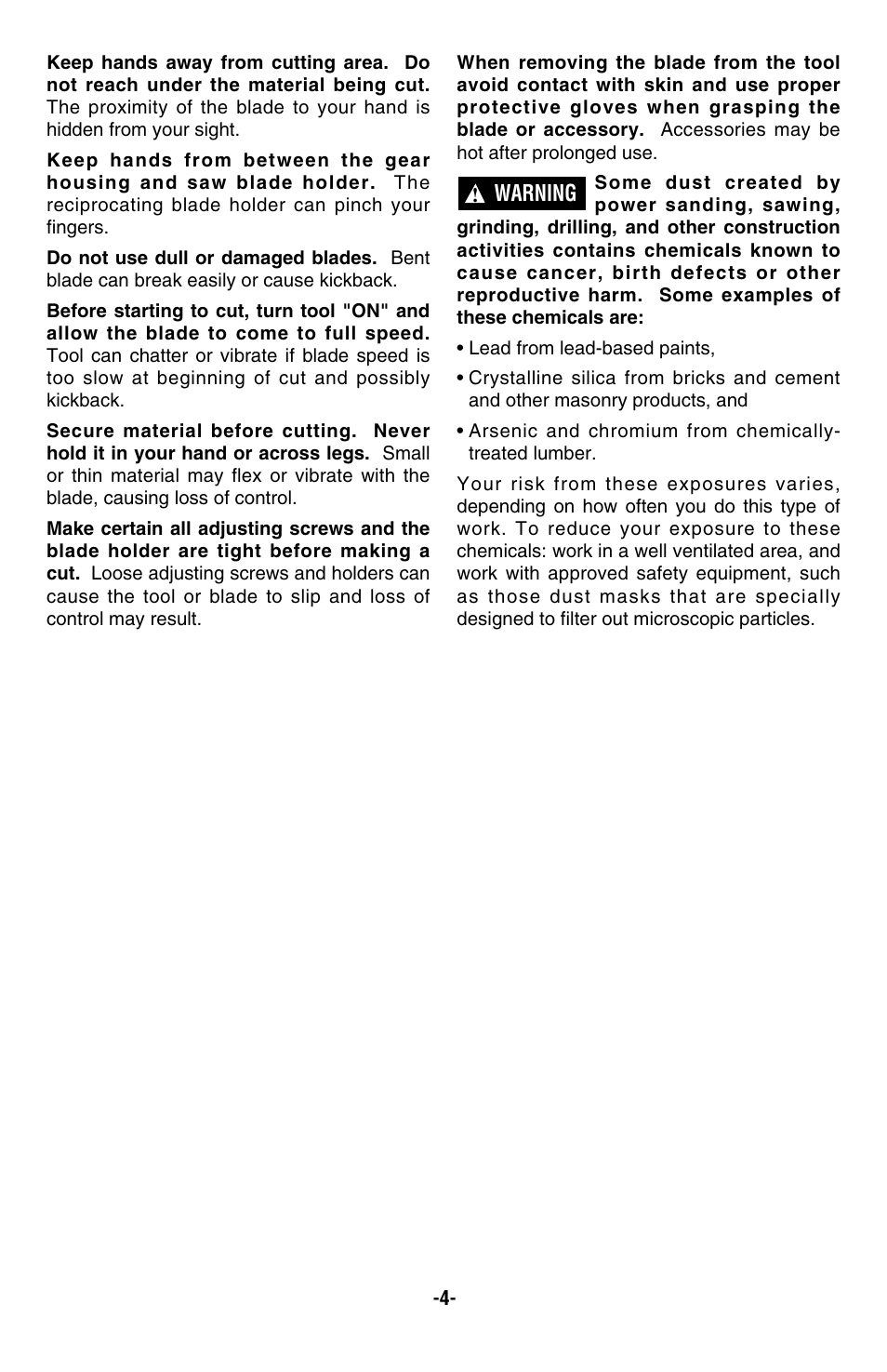 Warning | Bosch 1590EVS User Manual | Page 4 / 36
