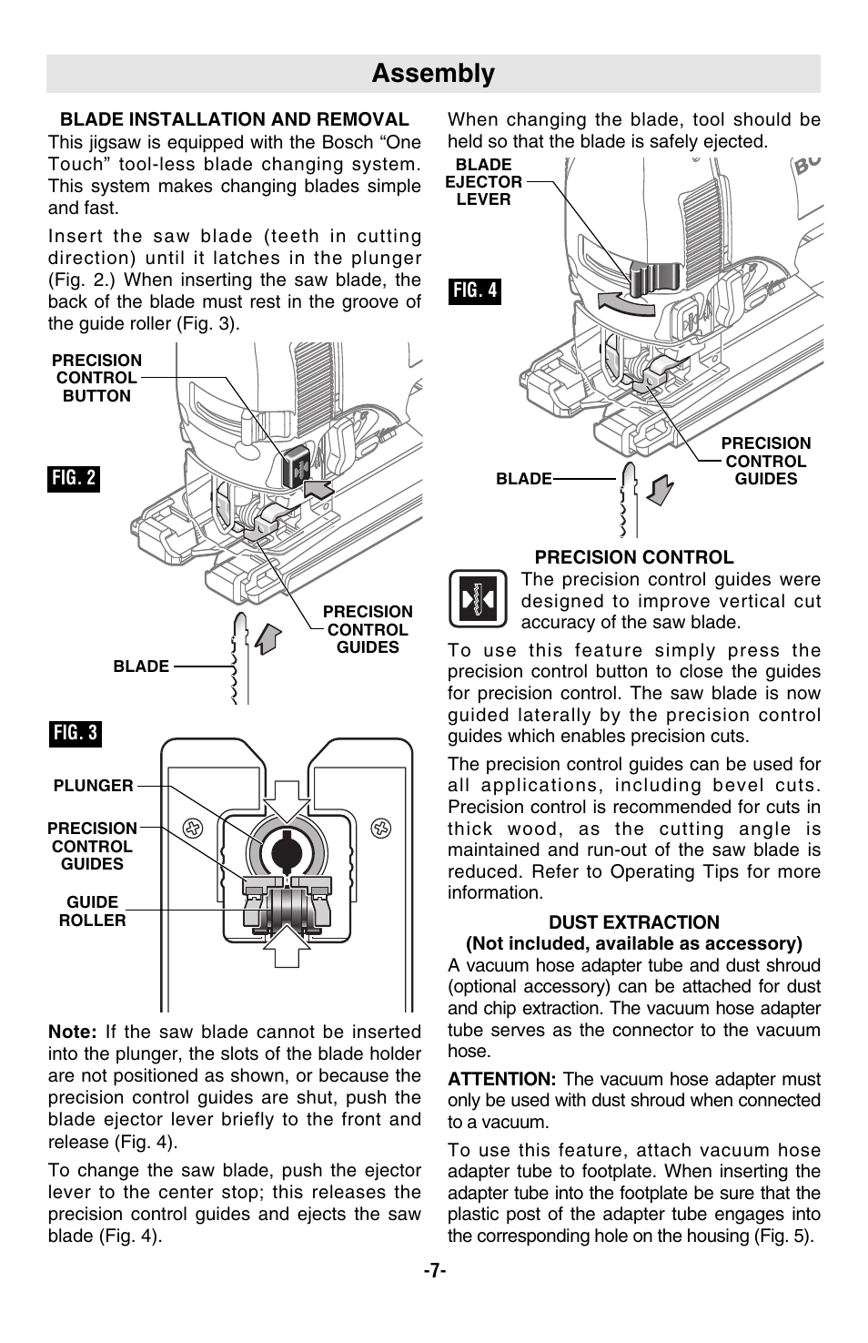 Assembly | Bosch 1590EVS User Manual | Page 7 / 36