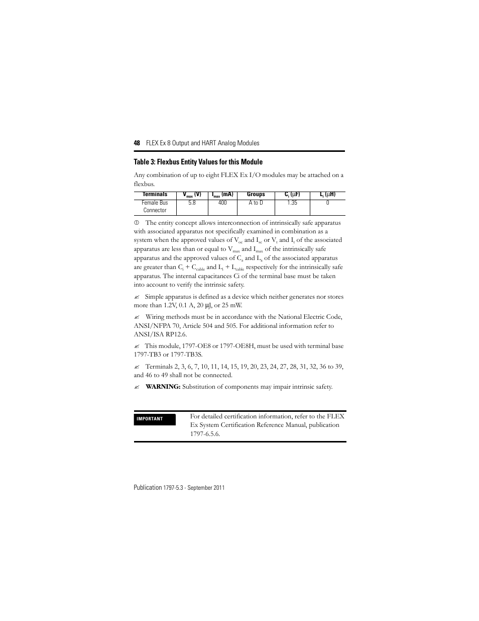 Rockwell Automation 1797-OE8H FLEX Ex 8 Output Analog Modules User Manual | Page 48 / 52