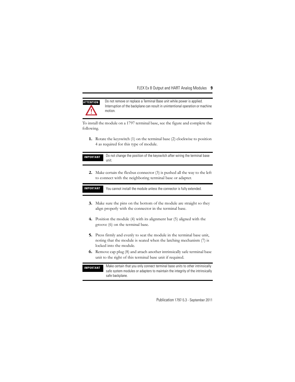 Rockwell Automation 1797-OE8H FLEX Ex 8 Output Analog Modules User Manual | Page 9 / 52
