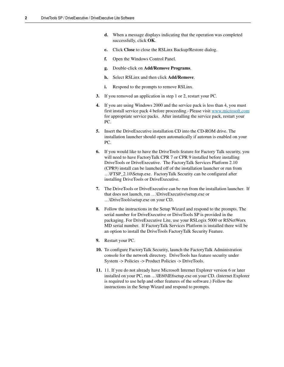 Rockwell Automation 9303 Drive Tools SP / Drive Executive Installation User Manual | Page 2 / 4