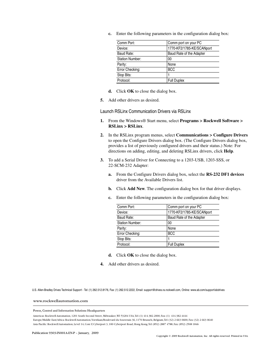 Launch rslinx communication drivers via rslinx, Launch rslinx communication drivers via rslinx on | Rockwell Automation 9303 Drive Tools SP / Drive Executive Installation User Manual | Page 4 / 4