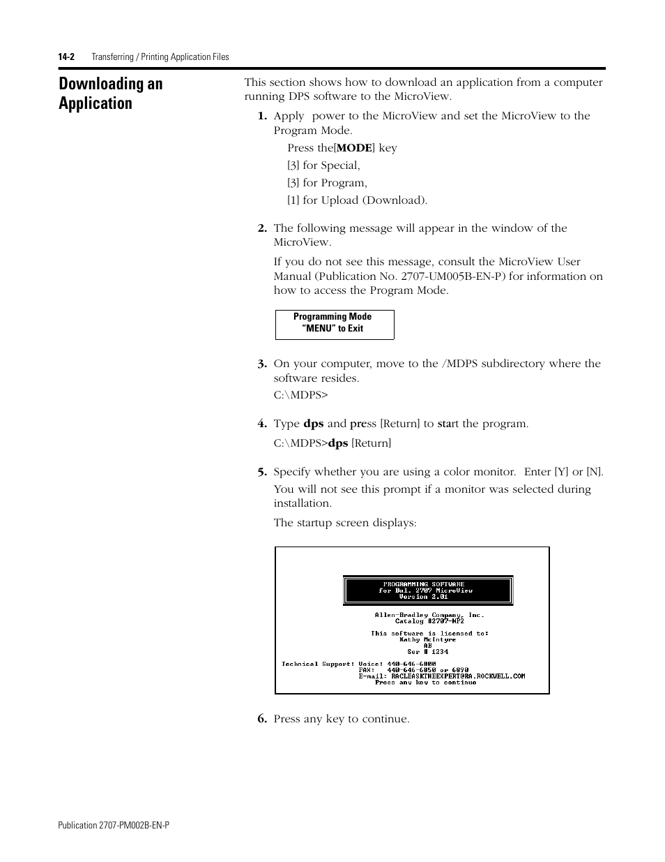 Downloading an application, Downloading an application -2 | Rockwell Automation 2707-NP2 MICROVIEW SOFTWARE PROGRAMMING MANUAL User Manual | Page 100 / 134