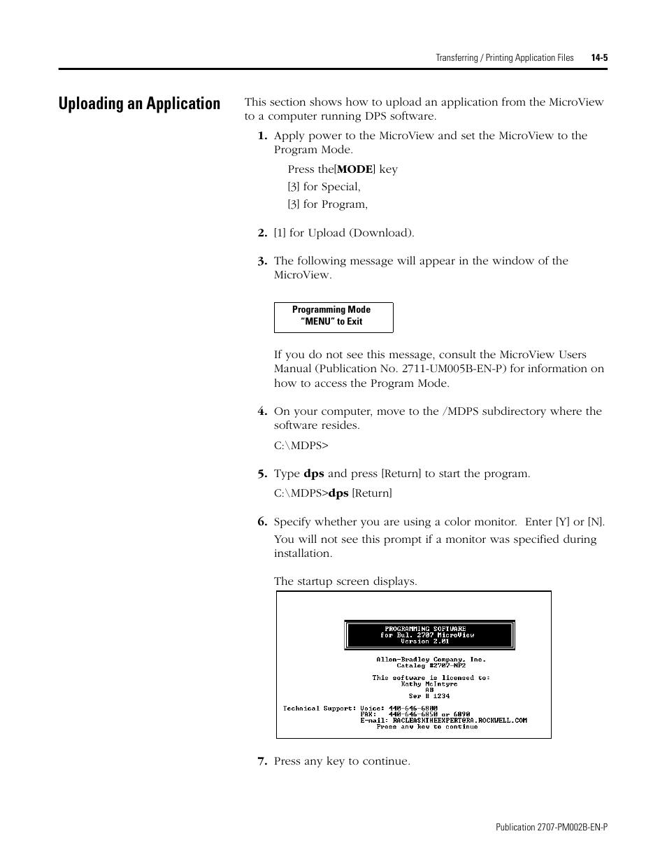 Uploading an application, Uploading an application -5 | Rockwell Automation 2707-NP2 MICROVIEW SOFTWARE PROGRAMMING MANUAL User Manual | Page 103 / 134