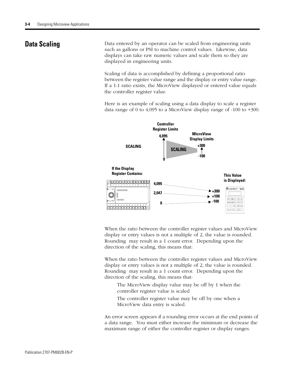 Data scaling, Data scaling -4 | Rockwell Automation 2707-NP2 MICROVIEW SOFTWARE PROGRAMMING MANUAL User Manual | Page 24 / 134