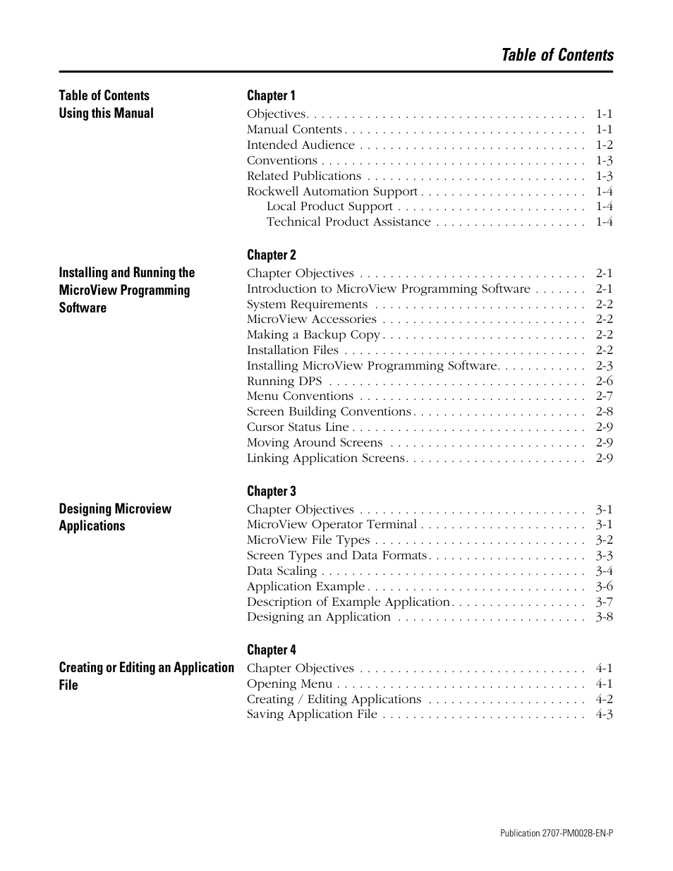 Rockwell Automation 2707-NP2 MICROVIEW SOFTWARE PROGRAMMING MANUAL User Manual | Page 3 / 134