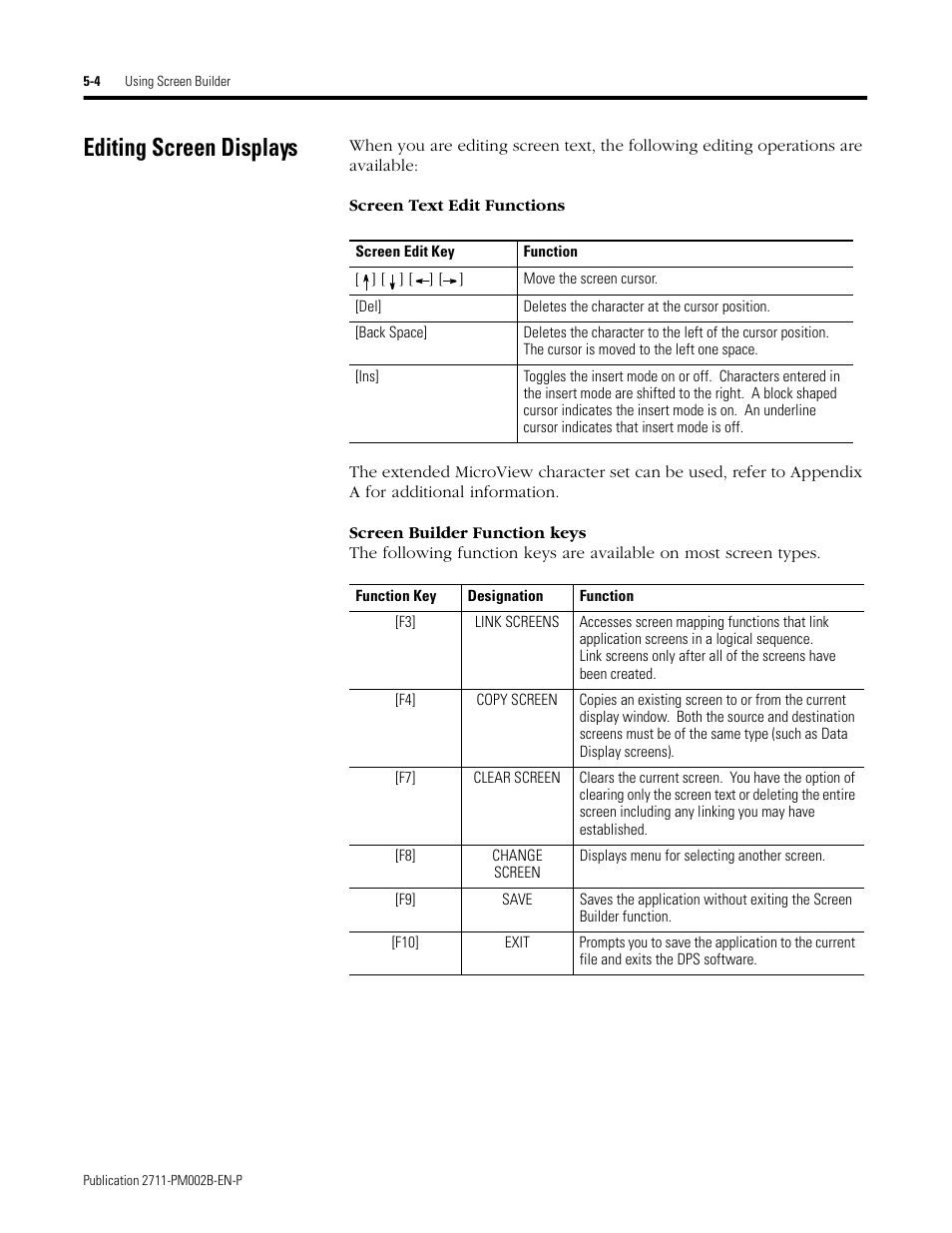 Editing screen displays, Editing screen displays -4 | Rockwell Automation 2707-NP2 MICROVIEW SOFTWARE PROGRAMMING MANUAL User Manual | Page 38 / 134