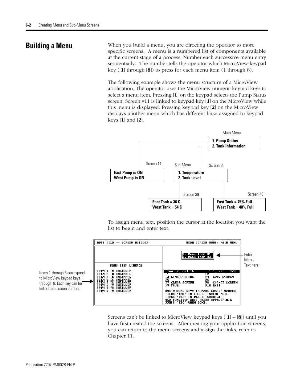 Building a menu, Building a menu -2 | Rockwell Automation 2707-NP2 MICROVIEW SOFTWARE PROGRAMMING MANUAL User Manual | Page 44 / 134