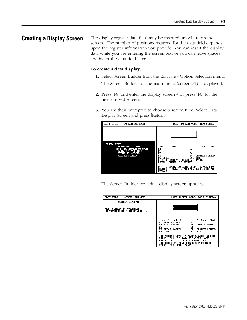 Creating a display screen, Creating a display screen -3 | Rockwell Automation 2707-NP2 MICROVIEW SOFTWARE PROGRAMMING MANUAL User Manual | Page 49 / 134