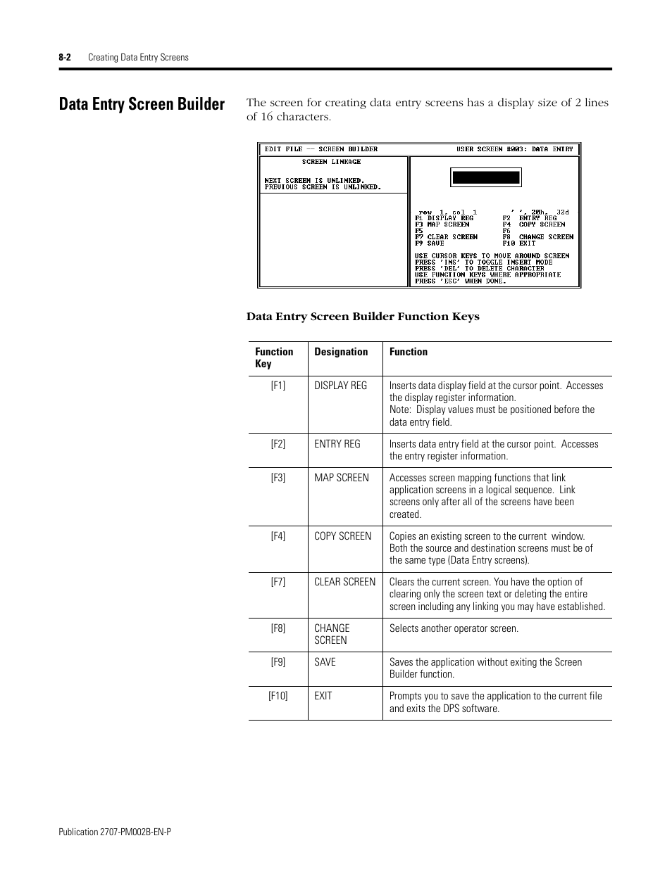 Data entry screen builder, Data entry screen builder -2 | Rockwell Automation 2707-NP2 MICROVIEW SOFTWARE PROGRAMMING MANUAL User Manual | Page 58 / 134