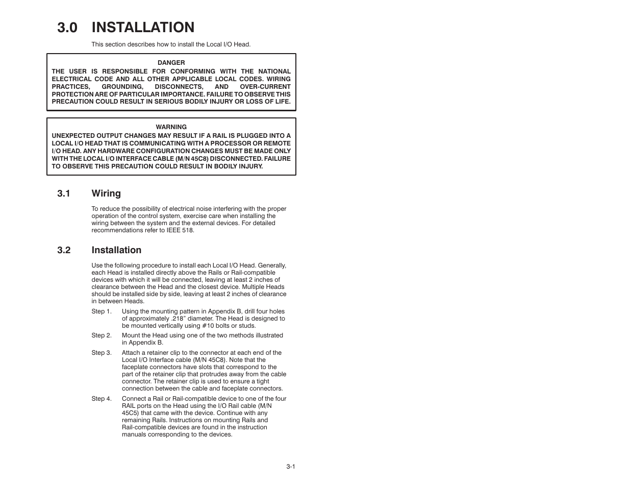 0 installation, 1 wiring, 2 installation | Rockwell Automation 61C23 AutoMate Local I/O Head User Manual | Page 11 / 26