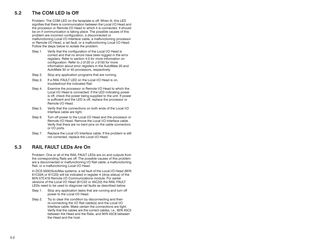 2 th com led is off, 3 rail fault leds are on, 2 the com led is off | Rockwell Automation 61C23 AutoMate Local I/O Head User Manual | Page 18 / 26
