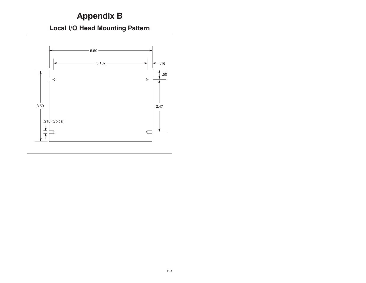 B local i/o head mounting pattern, Appendix b, Local i/o head mounting pattern | Rockwell Automation 61C23 AutoMate Local I/O Head User Manual | Page 23 / 26