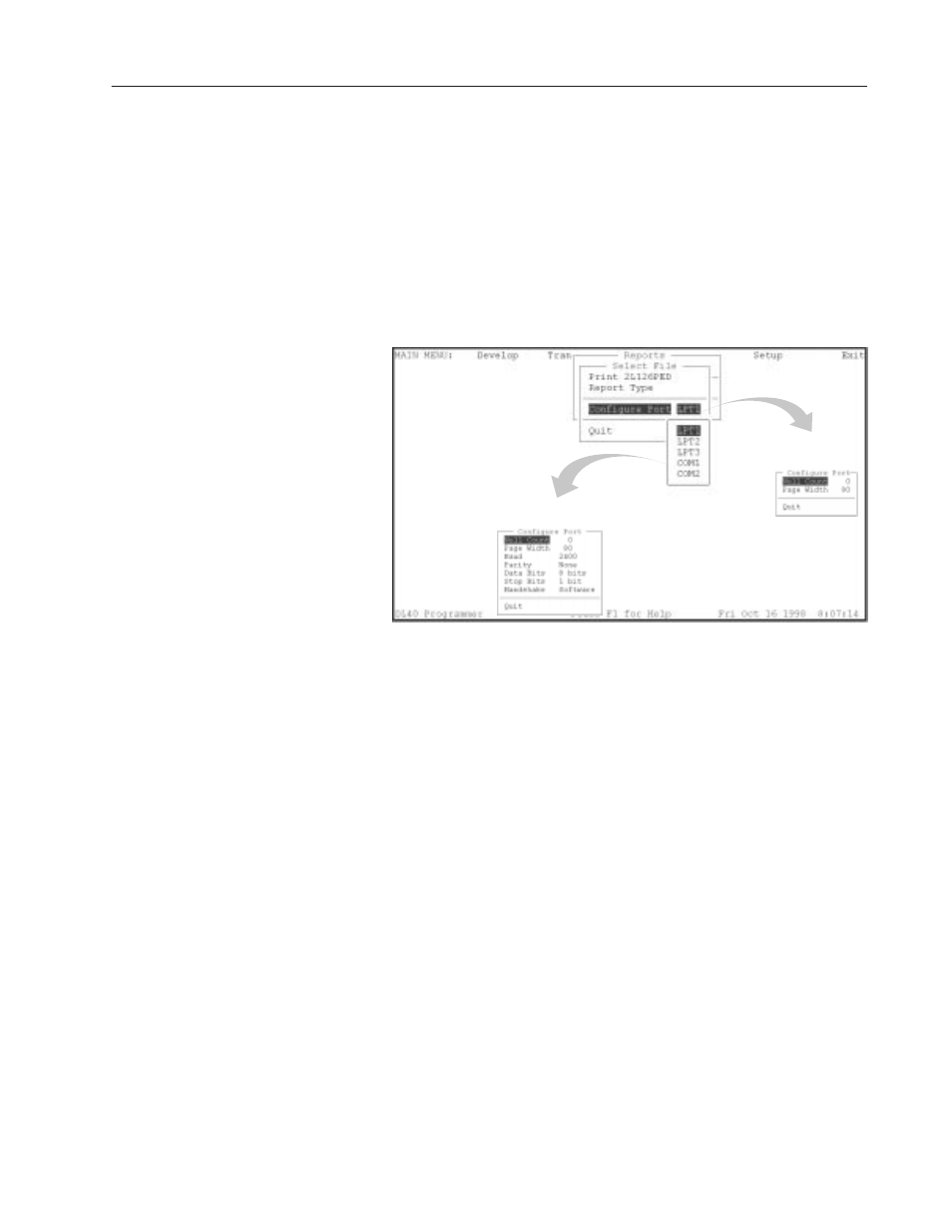 Configure ports submenu | Rockwell Automation 2706-LSW DL40 PLUS OFFLINE PROG.SFTWR.USER MANUAL User Manual | Page 112 / 149