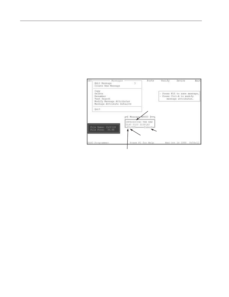 Message text window | Rockwell Automation 2706-LSW DL40 PLUS OFFLINE PROG.SFTWR.USER MANUAL User Manual | Page 52 / 149